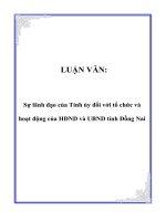 LUẬN VĂN:Sự lãnh đạo của Tỉnh ủy đối với tổ chức và hoạt động của docx