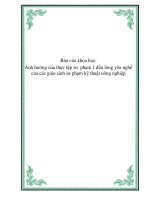 Báo cáo khoa học: Ảnh hưởng của thực tập sư phạm 1 đến lòng yêu nghề của các giáo sinh sư phạm kỹ thuật nông nghiệp pot