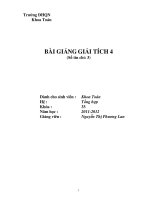 BÀI GIẢNG GIẢI TÍCH 4 (Số tín chỉ: 3) pdf