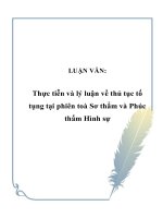 LUẬN VĂN: Thực tiễn và lý luận về thủ tục tố tụng tại phiên toà Sơ thẩm và Phúc thẩm Hình sự pptx