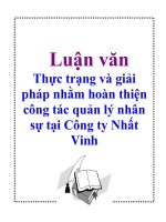Luận văn: Thực trạng và giải pháp nhằm hoàn thiện công tác quản lý nhân sự tại Công ty Nhất Vinh pdf