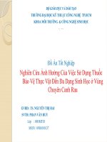Nghiên cứu ảnh hưởng của việc sử dụng thuốc bảo vệ thực đến đa dạng sinh học trên vùng chuyên canh rau.ppt