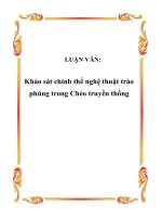 LUẬN VĂN: Khảo sát chỉnh thể nghệ thuật trào phúng trong Chèo truyền thống pdf