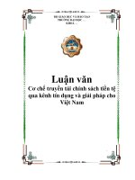 Cơ chế truyền tải chính sách tiền tệ qua kênh tín dụng và giải pháp cho Việt Nam pdf