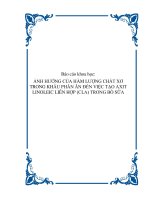 Báo cáo khoa học: ẢNH HƯỞNG CỦA HÀM LƯỢNG CHẤT XƠ TRONG KHẨU PHẦN ĂN ĐẾN VIỆC TẠO AXIT LINOLEIC LIÊN HỢP (CLA) TRONG BÒ SỮA docx