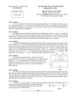 ĐỀ THI CHỌN HỌC SINH GIỎI TỈNH Năm học 2011 – 2012 Môn Vật lý Lớp 9 SỞ GIÁO DỤC VÀ ĐÀO TẠO THANH HOÁ pdf