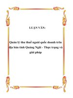 LUẬN VĂN: Quản lý thu thuế ngoài quốc doanh trên địa bàn tỉnh Quảng Ngãi - Thực trạng và giải pháp docx