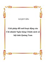 LUẬN VĂN: Giải pháp đổi mới hoạt động của Chi nhánh Ngân hàng Chính sách xã hội tỉnh Quảng Nam potx