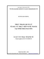 Thực trạng quản lý về đầu tư trực tiếp nước ngoài tại tỉnh Thái Nguyên