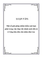 LUẬN VĂN: Một số giải pháp nhằm kiểm soát lạm phát trong việc thực thi chính sách tiền tệ ở Cộng hũa dõn chủ nhân dân Lào ppt