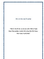 Báo cáo thực tập tốt nghiệp: “Một số vấn đề cho vay hộ sản xuất ở Hội sở Ngân hàng Nông nghiệp và phát triển nông thôn Hà Giang - thực trạng và giải pháp” doc