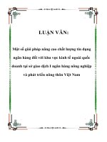 LUẬN VĂN: Một số giải pháp nâng cao chất lượng tín dụng ngân hàng đối với khu vực kinh tế ngoài quốc doanh tại sở giao dịch I ngân hàng nông nghiệp và phát triển nông thôn Việt Nam ppt