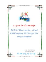 LUẬN VĂN TỐT NGHIỆP ĐỀ TÀI: “Thực trạng thu - chi quỹ BHXH tại phòng BHXH huyện Giao Thuỷ (Nam Định)” pot