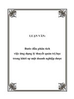 LUẬN VĂN: Bước đầu phân tích việc ứng dụng lý thuyết quản trị học trong khởi sự một doanh nghiệp dược docx