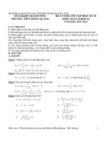 Đề c-ơng ôn tập học kì 2 môn Toán khối 10 năm học 2011 - 2012 (TRƯỜNG THPT HỒNG QUANG) docx