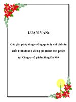LUẬN VĂN: Các giải pháp tăng cường quản lý chi phí sản xuất kinh doanh và hạ giá thành sản phẩm tại Công ty cổ phần Sông Đà 909 pot