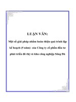 LUẬN VĂN: Một số giải pháp nhằm hoàn thiện quá trình lập kế hoạch (5 năm) của Công ty cổ phần đầu tư phát triển đô thị và khu công nghiệp Sông Đà ppt