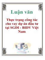 Luận văn: Thực trạng công tác cho vay dự án đầu tư tại SGDI - BIDV Việt Nam ppt