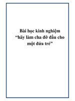 Bài học kinh nghiệm “hãy làm cha đỡ đầu cho một đứa trẻ”. pot