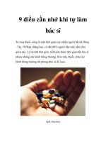 9 điều cần nhớ khi tự làm bác sĩ docx