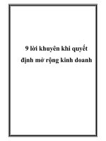 9 lời khuyên khi quyết định mở rộng kinh doanh pdf