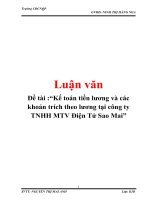 Đề tài “Kế toán tiền lương và các khoản trích theo lương tại công ty TNHH MTV Điện Tử Sao Mai” potx