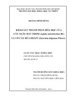 Đề Tài: Khảo sát thành phần hóa học của cây ngâu rất thơm ( Aglaia adoratissima BI. ) và vỏ cây dứa Delpy ( Garcinia delpyana Pierre) pot