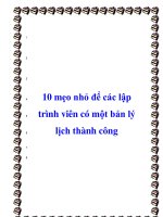 10 mẹo nhỏ để các lập trình viên có một bản lý lịch thành công pptx