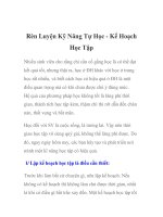 Rèn Luyện Kỹ Năng Tự Học - Kế Hoạch Học Tập pptx
