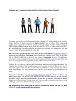 10 Important Questions to Help Identify High Potential Sales Leaders ppt