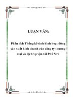 LUẬN VĂN: Phân tích Thống kê tình hình hoạt động sản xuất kinh doanh của công ty thương mại và dịch vụ vận tải Phú Sơn pdf
