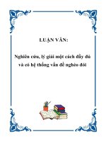 LUẬN VĂN: Nghiên cứu, lý giải một cách đầy đủ và có hệ thống vấn đề nghèo đói potx