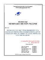 báo cáo ''''đánh giá các đặc tính probiotic của bacillus trong ống nghiệm phân lập từ cháo lên men tự nhiên từ vùng mông cổ