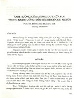 Ảnh hưởng của lượng dư thừa Flo trong nước uống đối với sức khỏe con người ppt