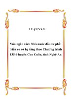 LUẬN VĂN: Vốn ngân sách Nhà nước đầu tư phát triển cơ sở hạ tầng theo Chương trình 135 ở huyện Con Cuôn, tỉnh Nghệ An pptx