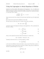 Using the Lagrangian to obtain Equations of Motion pdf