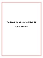 Top 10 thiết lập bảo mật sau khi cài đặt Active Directory pot