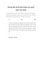 Hướng dẫn chế độ dinh dưỡng cho người bệnh viêm khớp pptx