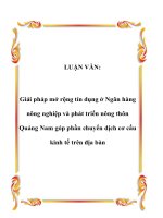 LUẬN VĂN: Giải pháp mở rộng tín dụng ở Ngân hàng nông nghiệp và phát triển nông thôn Quảng Nam góp phần chuyển dịch cơ cấu kinh tế trên địa bàn pdf
