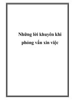 Những lời khuyên khi phỏng vấn xin việc.Những phản ứng như trên đã có tác pdf