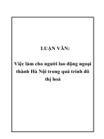 LUẬN VĂN: Việc làm cho người lao động ngoại thành Hà Nội trong quá trình đô thị hoá potx