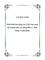 LUẬN VĂN: Xuất khẩu lao động của Việt Nam sang thị trường khu vực Đông Bắc á - thực trạng và giải pháp doc