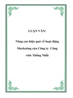 LUẬN VĂN: Nâng cao hiệu quả về hoạt động Marketing của Công ty Công viên Thống Nhất ppt