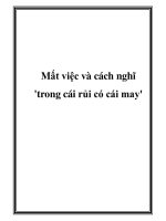 Mất việc và cách nghĩ ''''trong cái rủi có cái may'''' potx