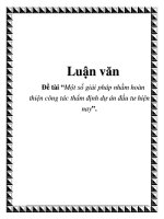 Luận văn:Một số giải pháp nhằm hoàn thiện công tác thẩm định dự án đầu tư hiện nay docx