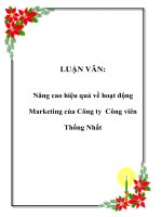 LUẬN VĂN: Nâng cao hiệu quả về hoạt động Marketing của Công ty Công viên Thống Nhất pdf