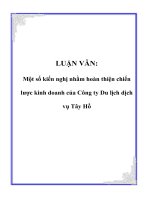 LUẬN VĂN: Một số kiến nghị nhằm hoàn thiện chiến lược kinh doanh của Công ty Du lịch dịch vụ Tây Hồ pptx