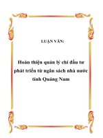 LUẬN VĂN: Hoàn thiện quản lý chi đầu tư phát triển từ ngân sách nhà nước tỉnh Quảng Nam pot