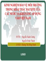 Báo cáo đề tài: Kinh nghiệm bảo vệ môi trường trong khai thác bauxite của các nước và khả năng áp dụng vào Việt Nam pot