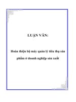 LUẬN VĂN: Hoàn thiện bộ máy quản lý tiêu thụ sản phẩm ở doanh nghiệp sản xuất potx